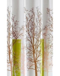 Zasłonka prysznicowa 180x180cm, poliester, biała/zielona, drzewo ZP009/180