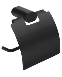 FLORI wieszak na papier toaletowy z klapką, czarny mat RF007/15